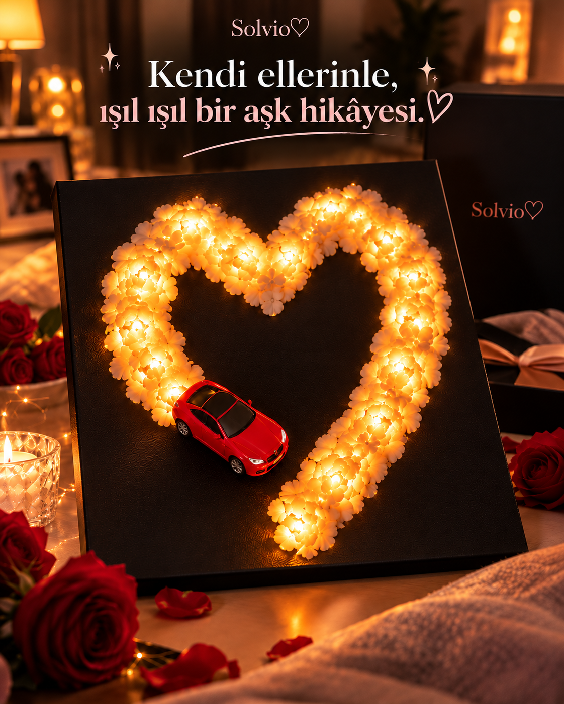 Solvio™ Arabalı Işıklı Kalp Tablo Yapım Kiti ❤️🚗